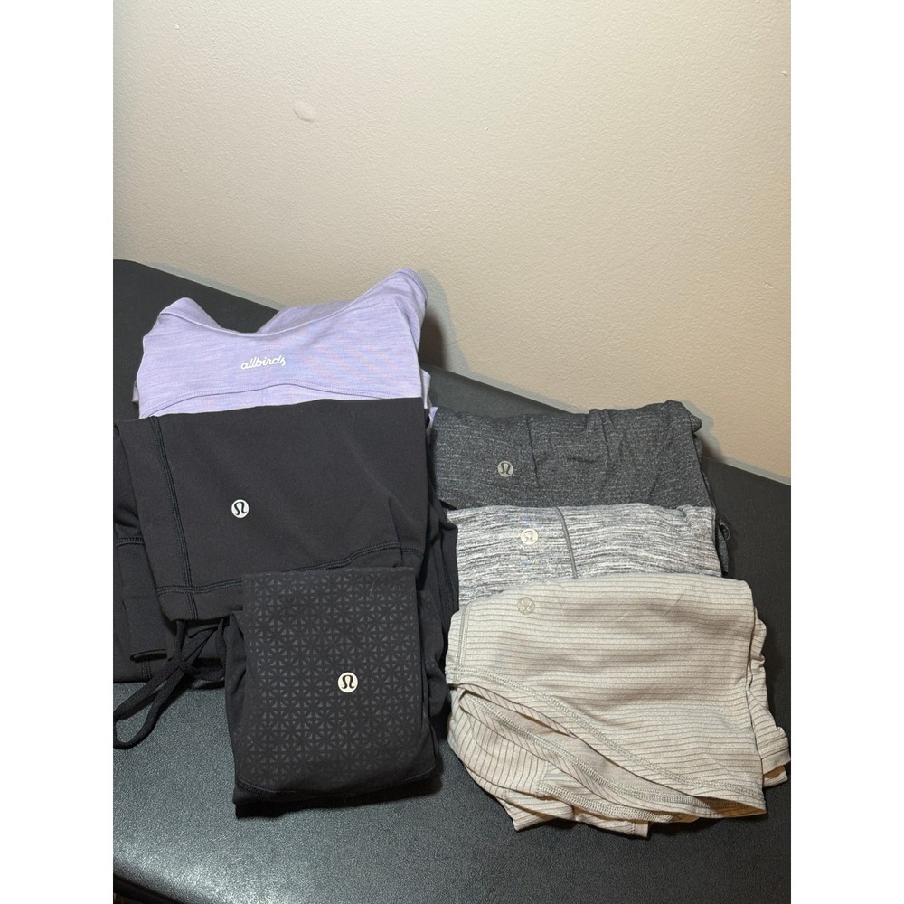 Lululemon and Allbirds Womens Activewear Lot Leggings Tops Black Grey Lavender